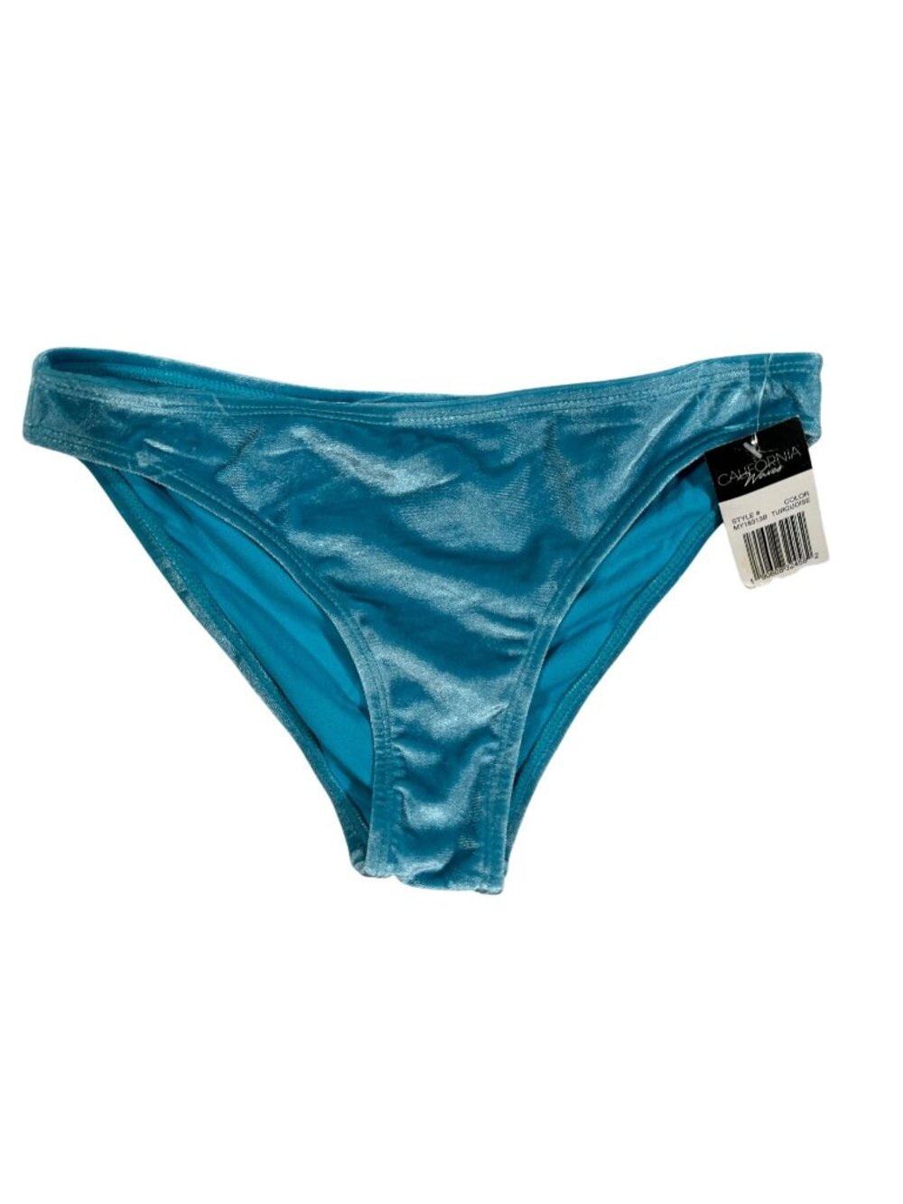 California Waves Womens Turquoise Velour Bikini Bottom XS Soft & Stretchy